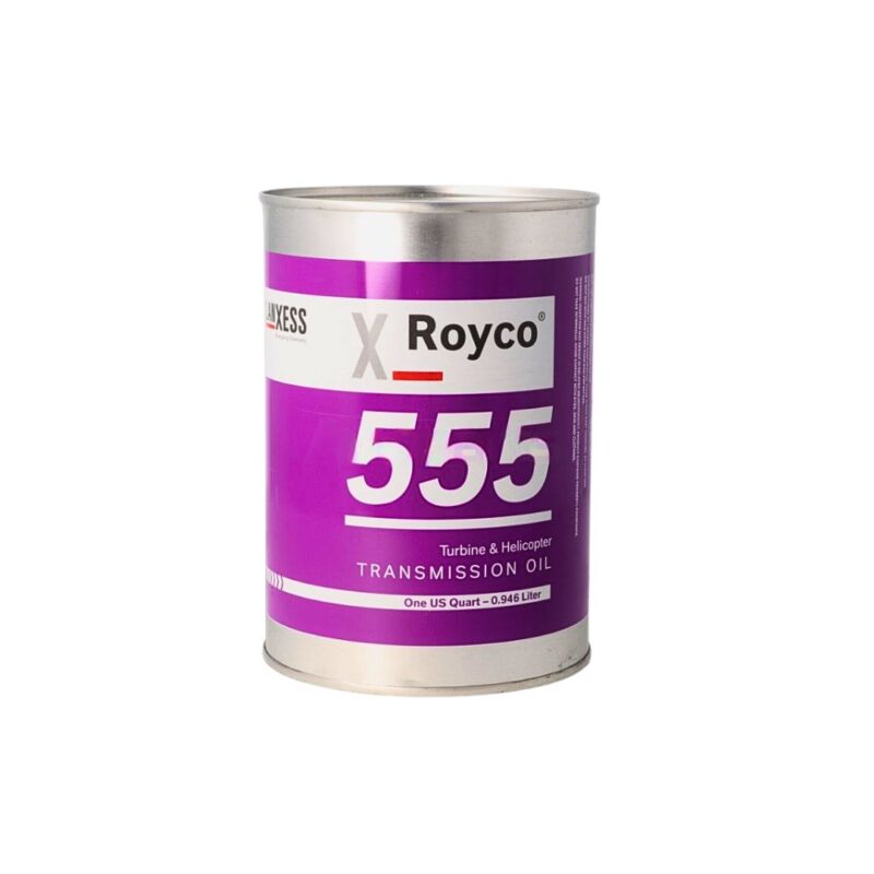 Aceite lubricante sintético ámbar Lanxess Royco 555 - Caja de 24 Qts. (22.71 Lts.)